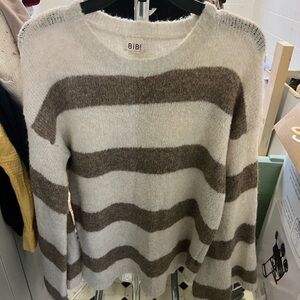 Bibi Women's Striped Sweater - Cream and Brown